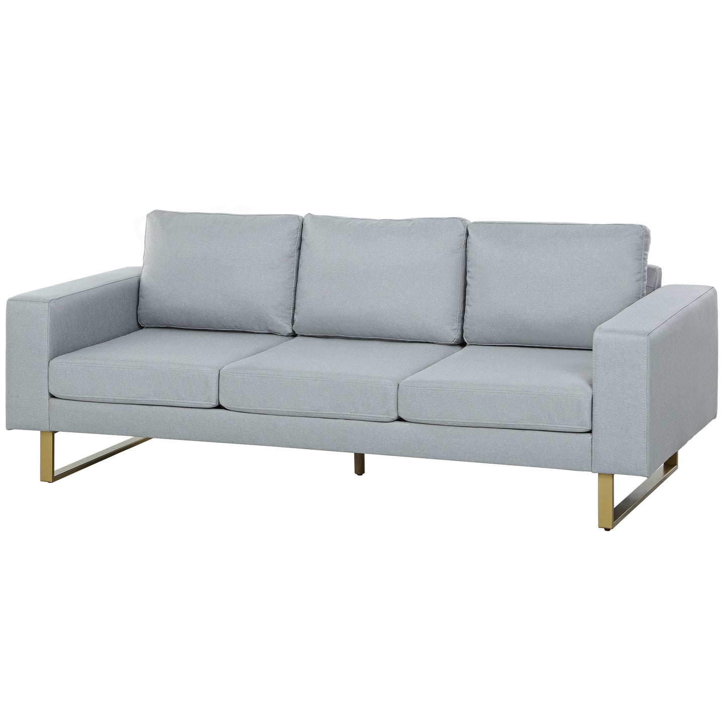 HOMCOM 3 Sitzer Sofa Dreisitzer Stoffsofa mit Kissen Armlehne Leinenoptik für Schlafzimmer 200 x 82 x 78 cm Hellgrau   Aosom