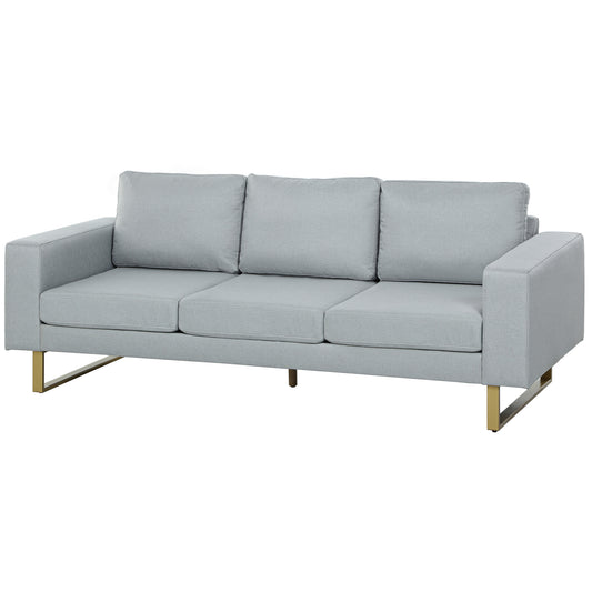 HOMCOM 3 Sitzer Sofa Dreisitzer Stoffsofa mit Kissen Armlehne Leinenoptik für Schlafzimmer 200 x 82 x 78 cm Hellgrau   Aosom