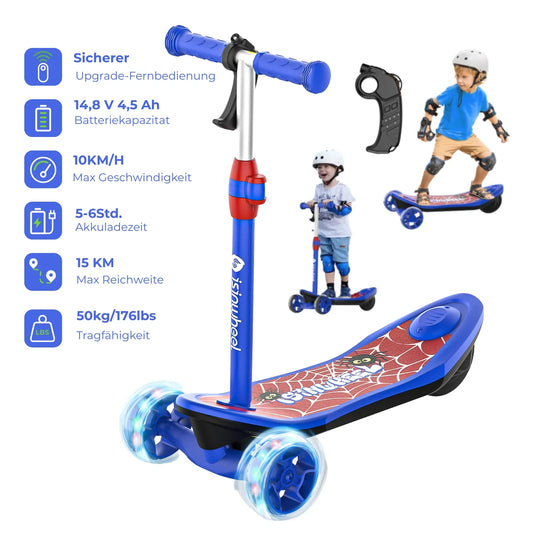 iScooter iK1S/iK3 Kinder E-Scooter mit höhenverstellbarem Lenker - MiniSpider Blau