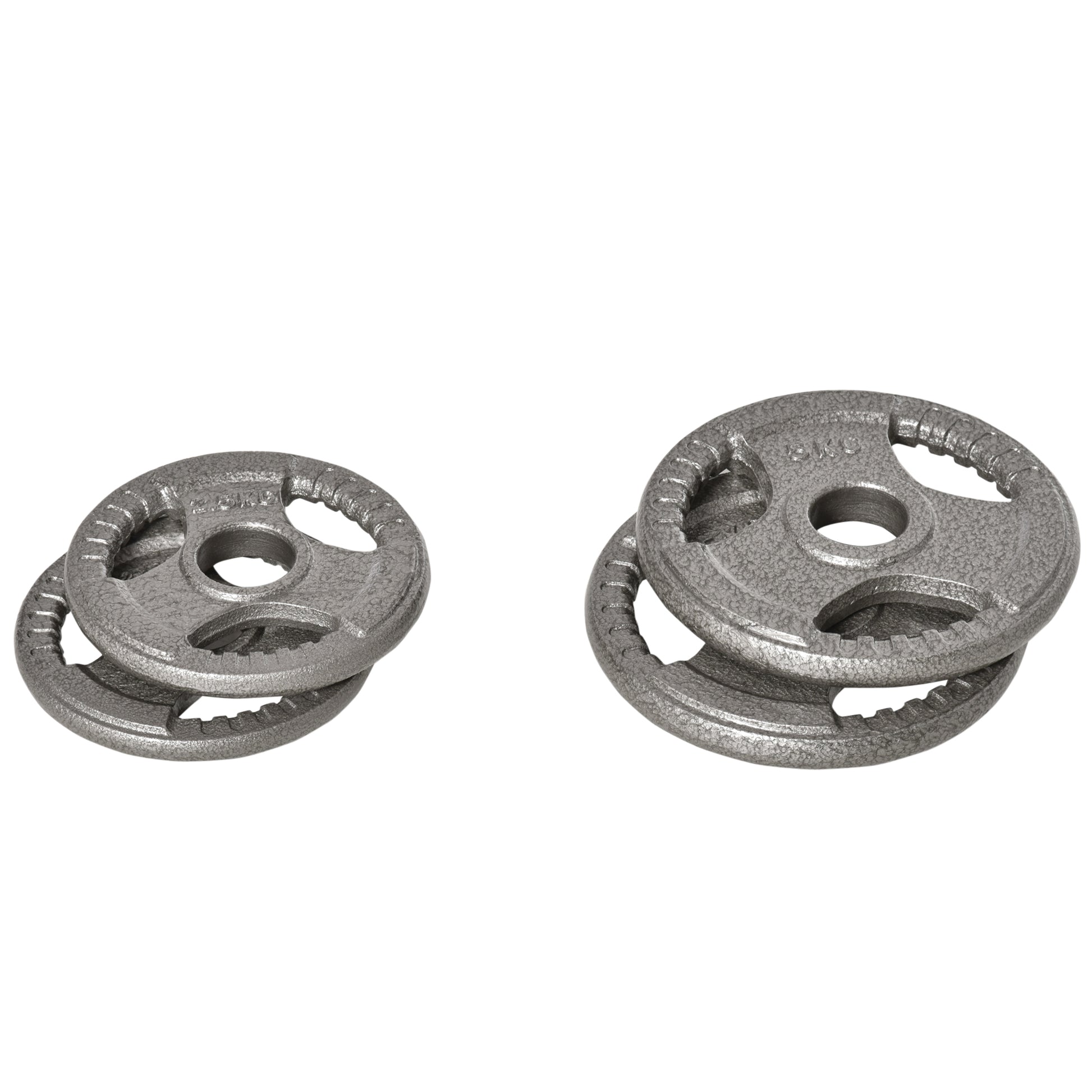 HOMCOM Hantelscheiben 2,5/2,5/5/5 kg, 4 Hanteln für 5 cm Langhantelstangen, Hantelscheiben für Krafttraining, Fitness, Gewichtheben aus Stahl   Aosom