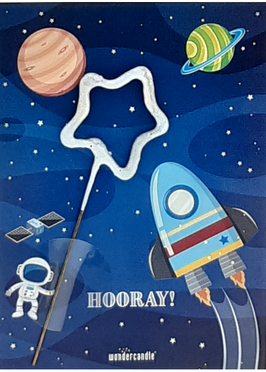 Space Rocket Mini Wunderkerze auf Karte