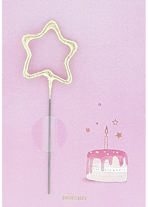 Torte pink Mini Wunderkerze auf Karte