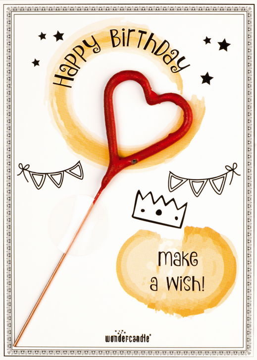 Happy Birthday Herz Mini Wunderkerze auf Karte