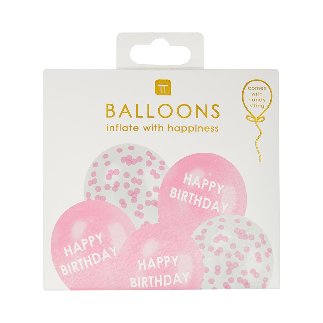 Pink Happy Birthday und Confetti Ballons (TT)