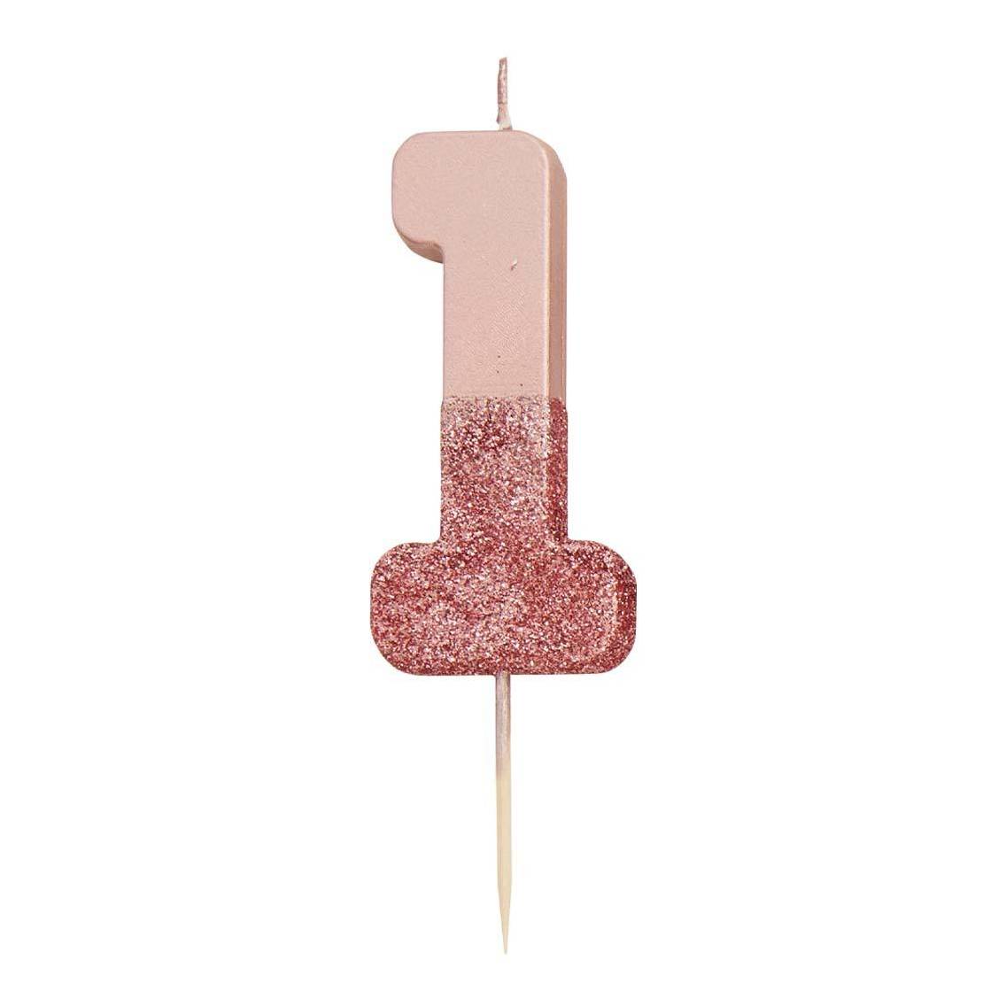 Zahlenkerze roségold 1