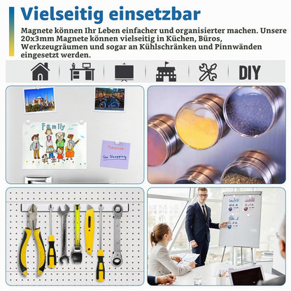 Wukong Schwarz Neodym Magnete Selbstklebend Extra Stark 20x3mm | 6 Stück, Mini Runde Magnete Heavy Duty für Magnettafel Whiteboard Kühlschrank
