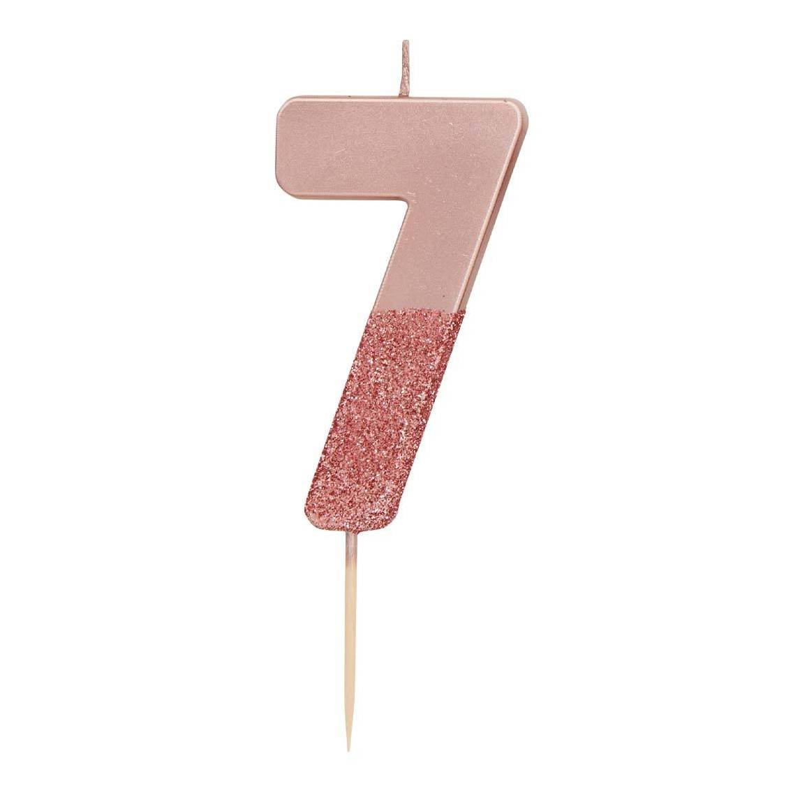 Zahlenkerze roségold 7