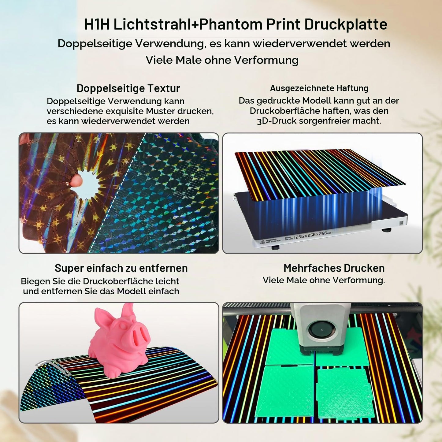 IdeaFormer Doppelseitig Schwarz Texturiert PEI Federstahl-Druckplatte alle Größen