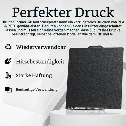 IdeaFormer Doppelseitig Schwarz Texturiert PEI Federstahl-Druckplatte alle Größen