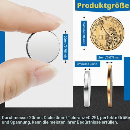 Wukong Schwarz Neodym Magnete Selbstklebend Extra Stark 20x3mm | 6 Stück, Mini Runde Magnete Heavy Duty für Magnettafel Whiteboard Kühlschrank