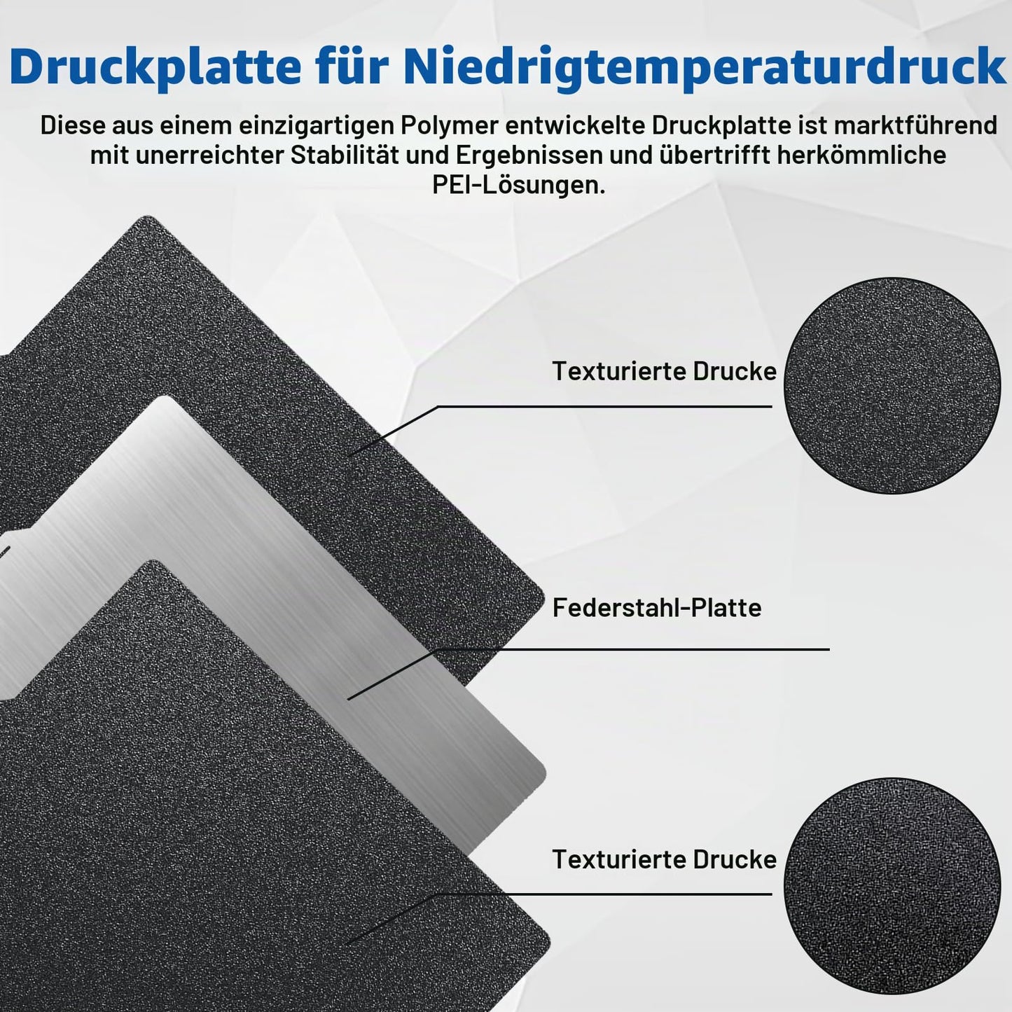 IdeaFormer Doppelseitig Schwarz Texturiert PEI Federstahl-Druckplatte alle Größen