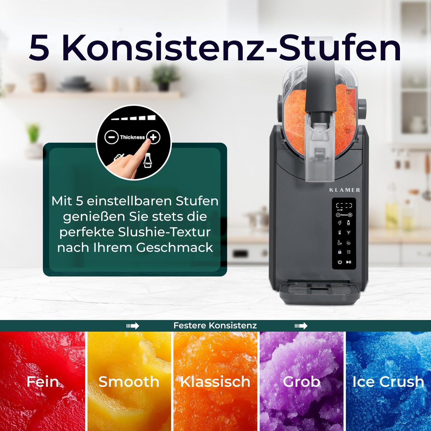 KLAMER Slush Maschine, mit 5 Programmen