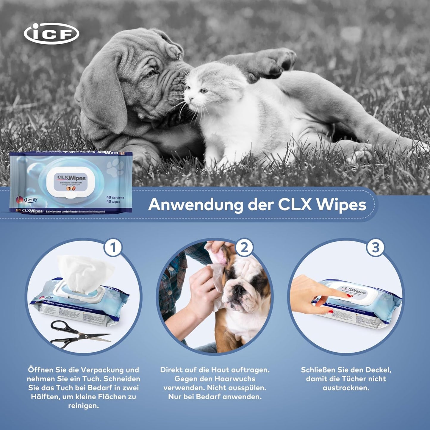 CLX Haustier-Tücher | Sanfte Reinigungstücher für Hunde, Katzen & Kleintiere