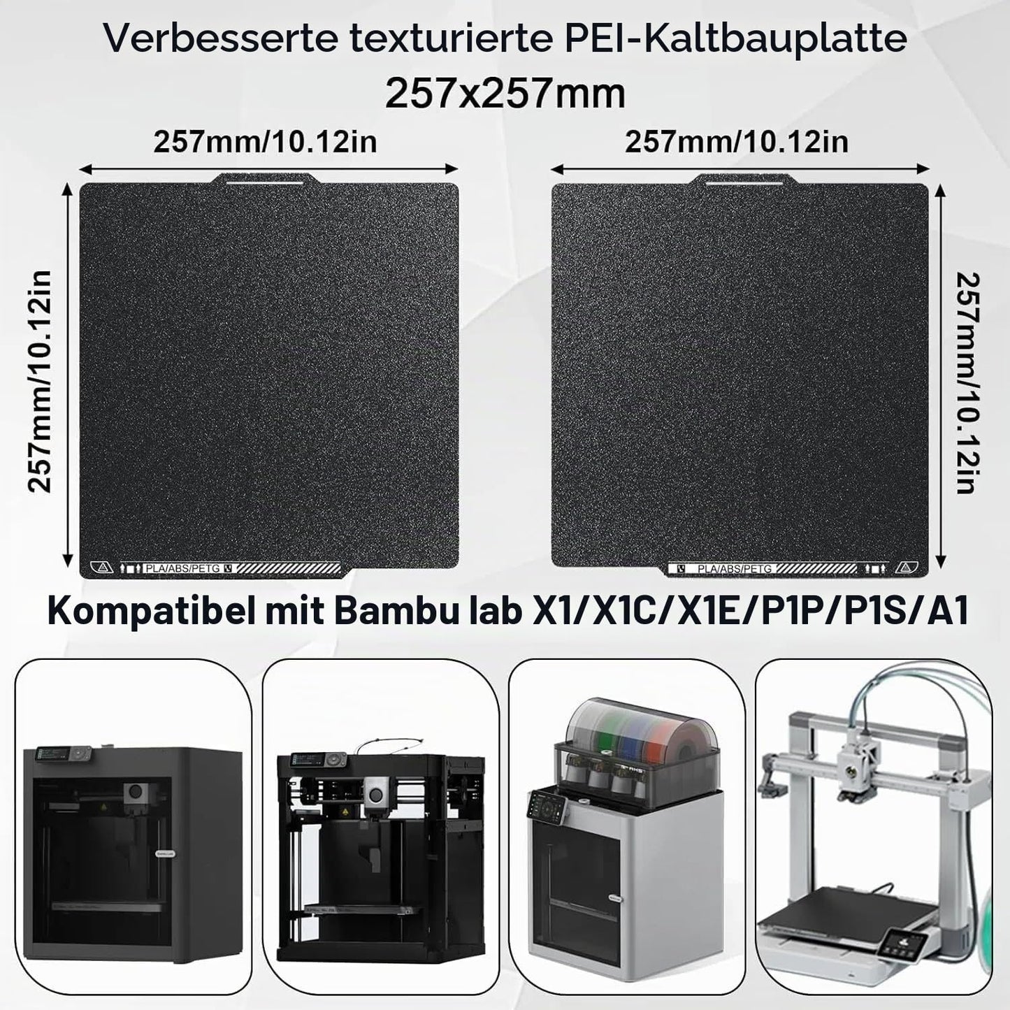 IdeaFormer Doppelseitig Schwarz Texturiert PEI Federstahl-Druckplatte alle Größen