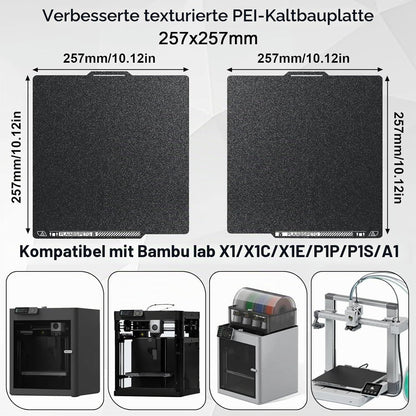 IdeaFormer Doppelseitig Schwarz Texturiert PEI Federstahl-Druckplatte alle Größen