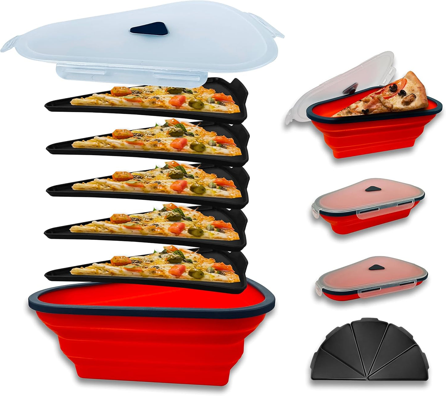 GLLOREE Faltbare Pizzaschachtel Aus Silikon, wiederverwendbare Lunchbox, BPA frei