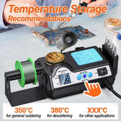 Lötstation, Preciva 60W Lötkolben mit 2 helfenden Hände Displayanzeige, Temperatur einstellbar 90~480°C, Standby-Modus Lötset für Hobbylöten
