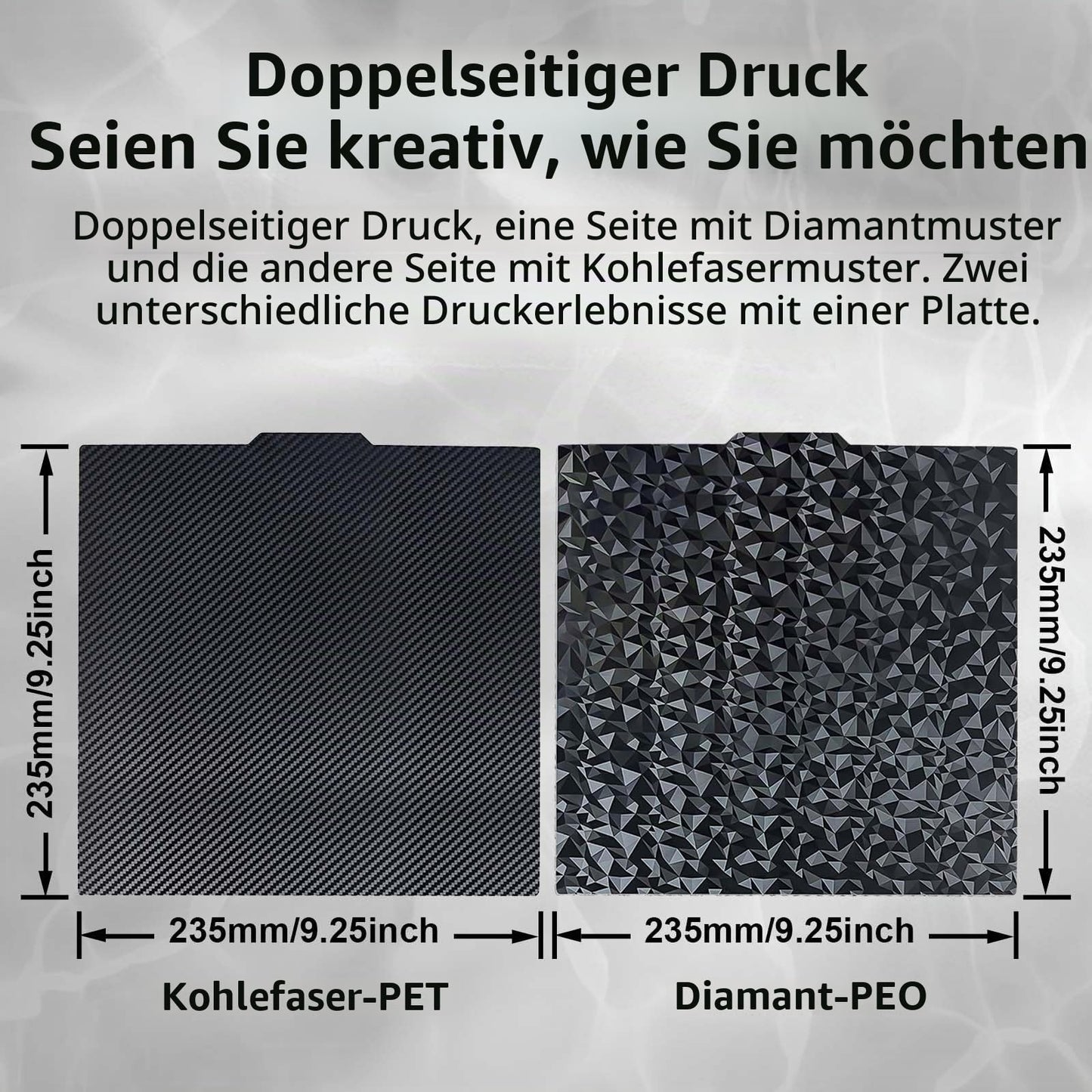 IdeaFormer Doppelseitig Schwarz Texturiert PEI Federstahl-Druckplatte alle Größen