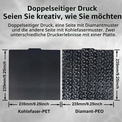 IdeaFormer Doppelseitig Schwarz Texturiert PEI Federstahl-Druckplatte alle Größen
