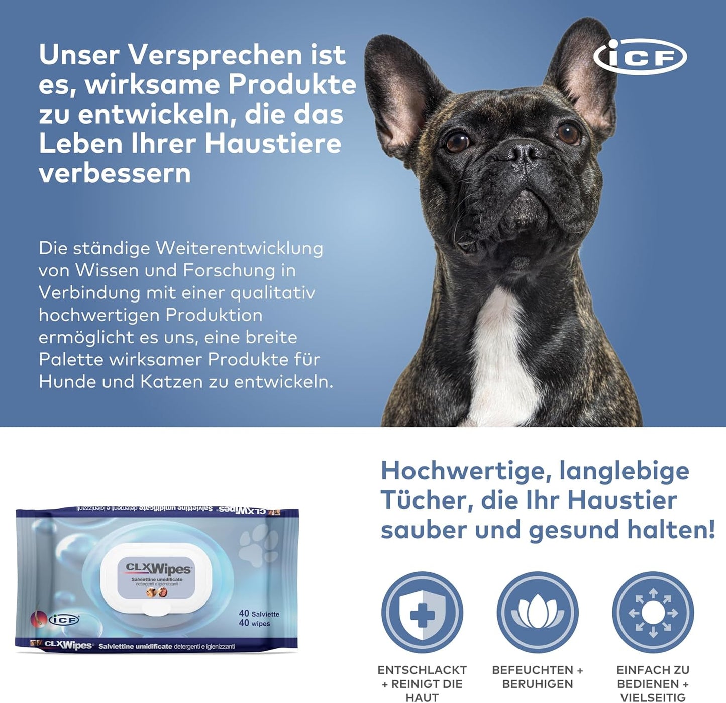 CLX Haustier-Tücher | Sanfte Reinigungstücher für Hunde, Katzen & Kleintiere