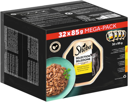 SHEBA Adult Katzenfutter nass - 32x85g Schalen - Geflügel in Sauce - Großpackung