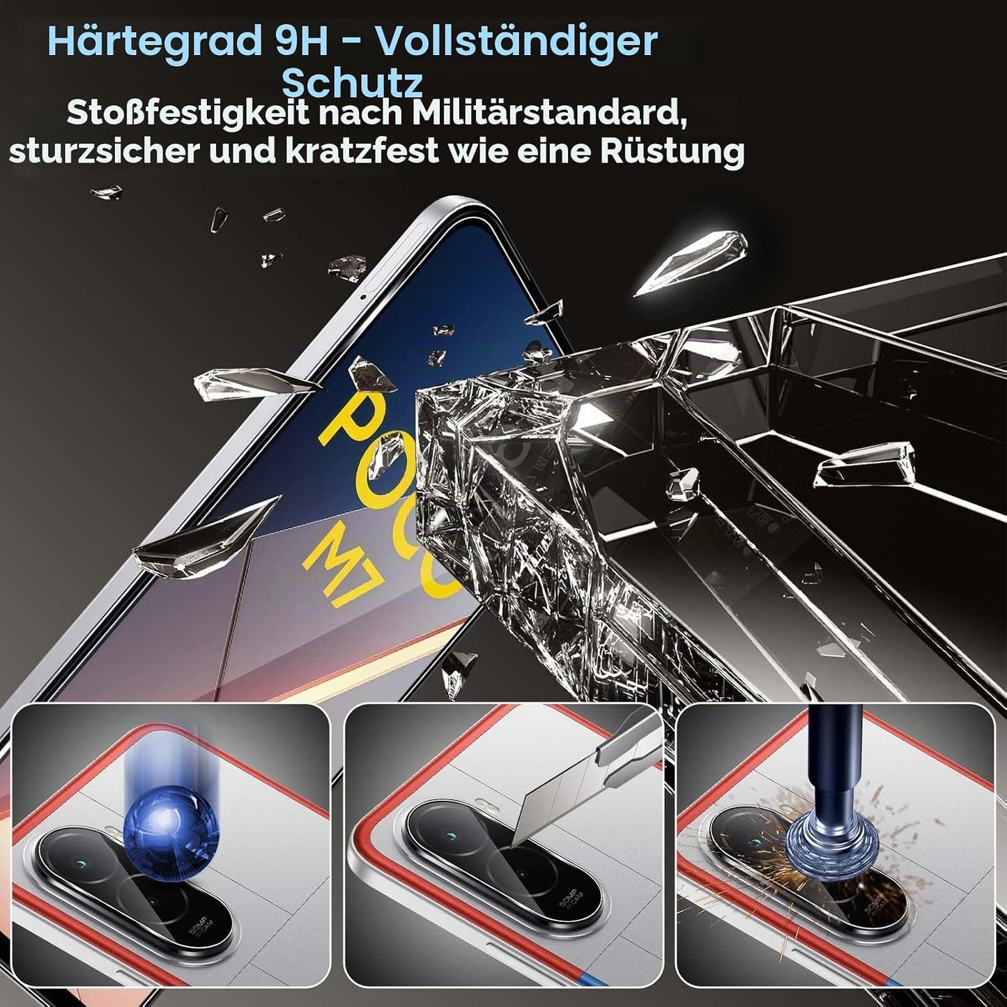 QULLOO Schutzfolie - Pro Panzerglas, 2 Stück mit Autoinstallation