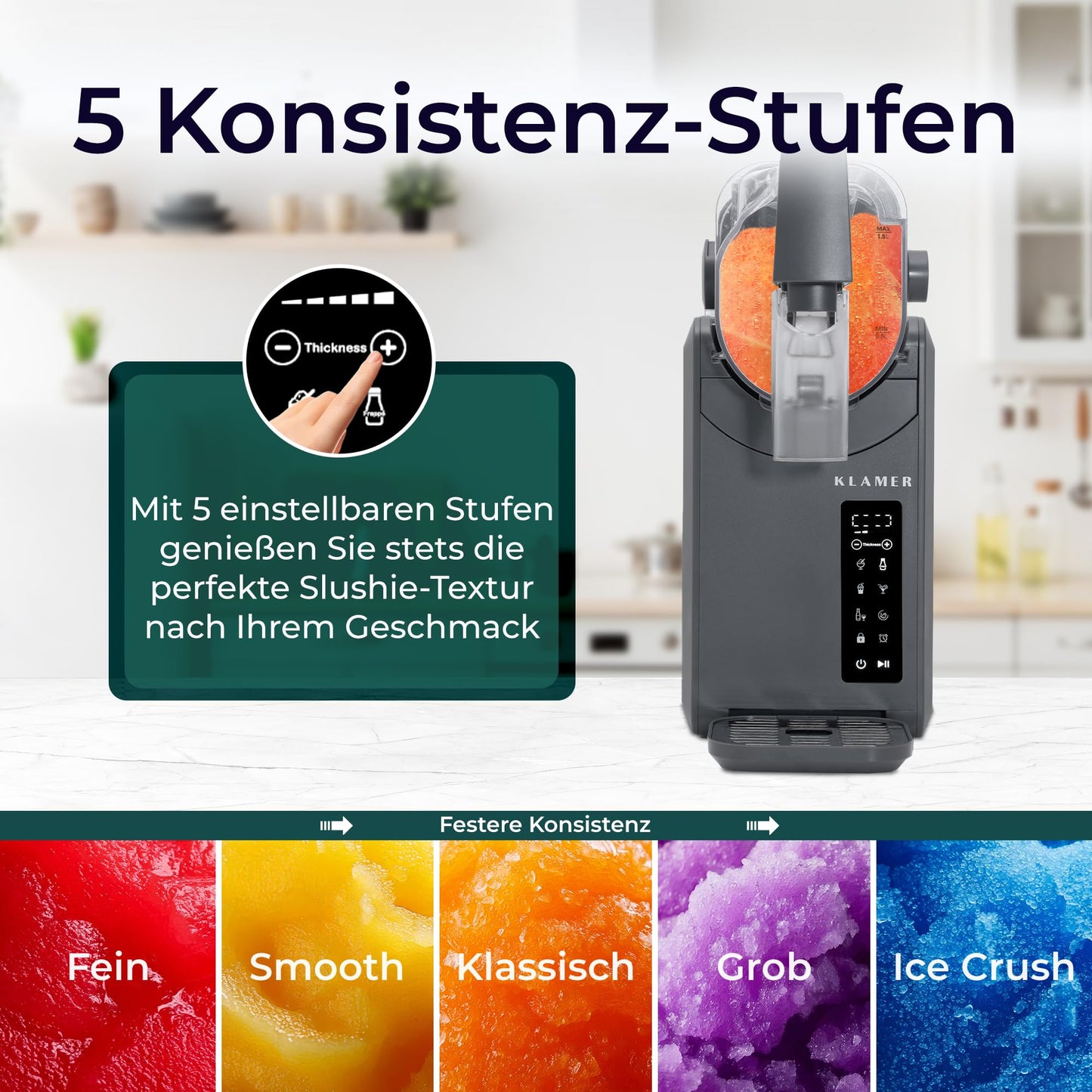 KLAMER Slush Maschine, mit 5 Programmen