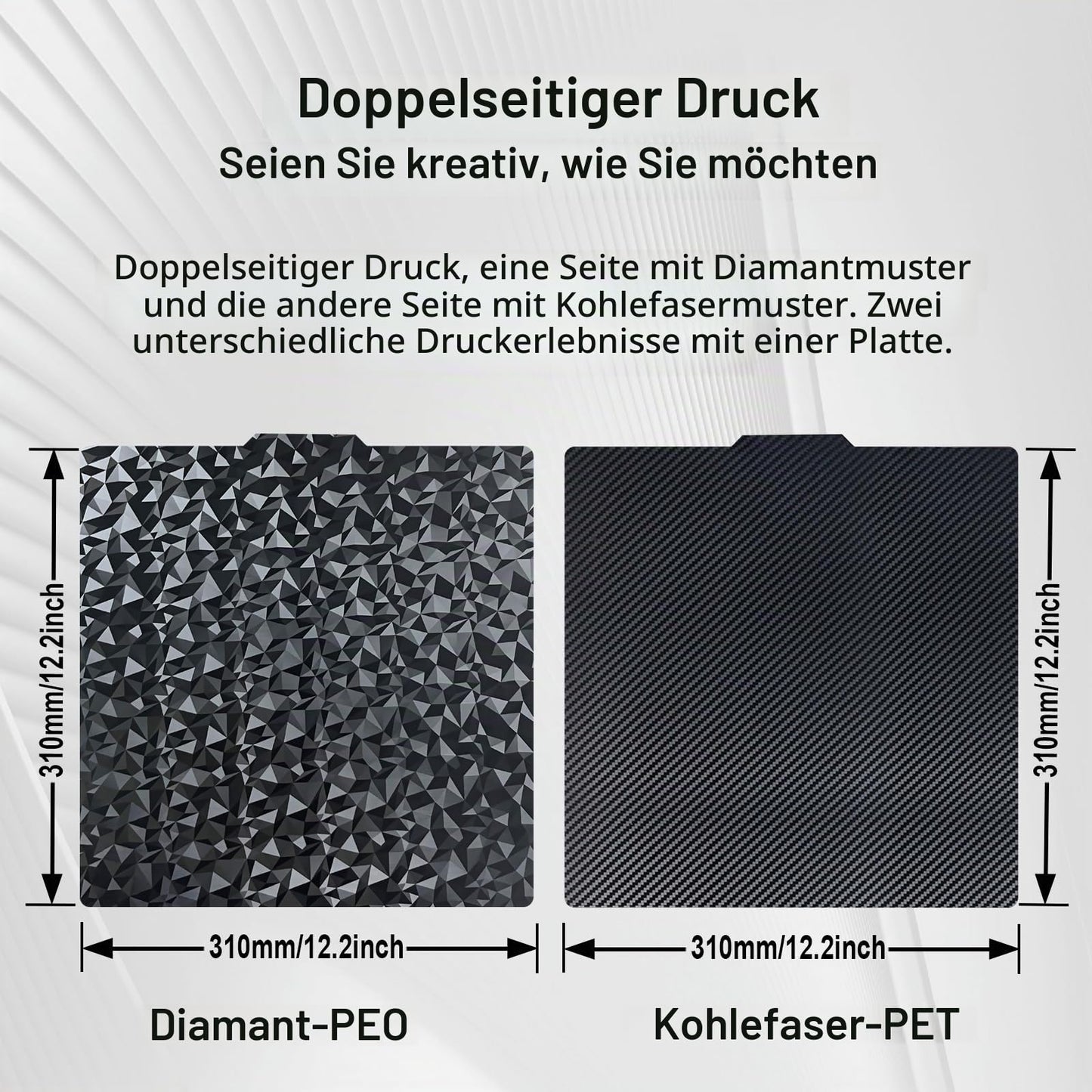 IdeaFormer Doppelseitig Schwarz Texturiert PEI Federstahl-Druckplatte alle Größen