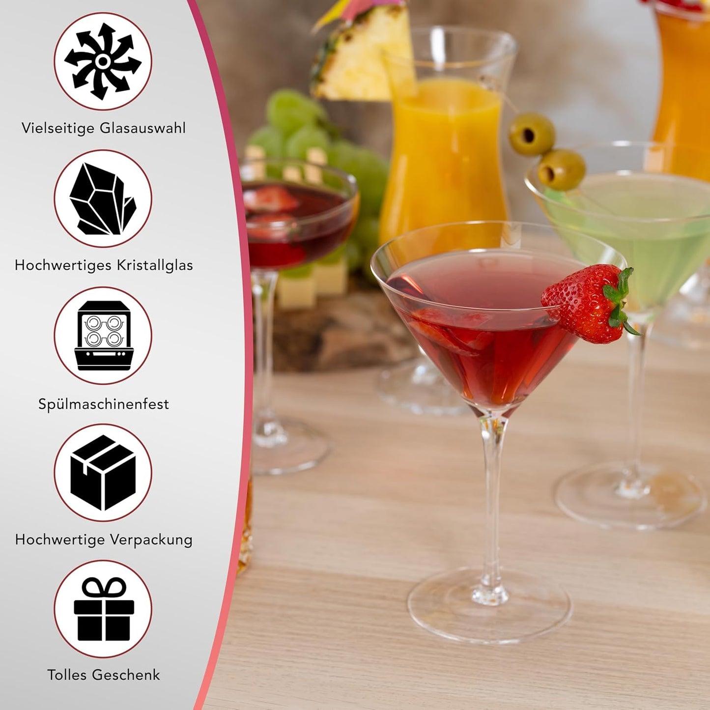 Mixit Cards Cocktail Gläser Set 14-teilig - Ideal für Zuhause & Gastro