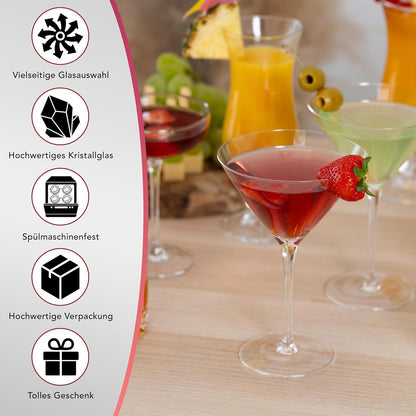Mixit Cards Cocktail Gläser Set 14-teilig - Ideal für Zuhause & Gastro