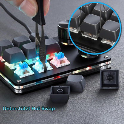 Koolertron 4 Tasten Programmierbare Tastatur Tragbar Mini mit Drehknopf