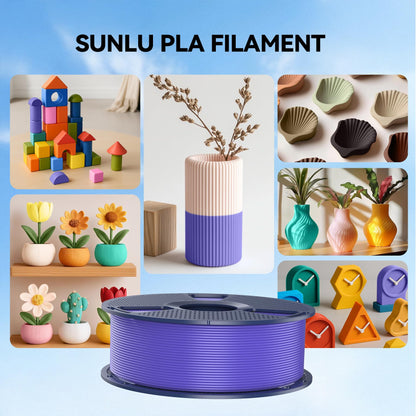 SUNLU PLA Filament 1.75mm, 3D Drucker Filament PLA Schwarz, Maßgenauigkeit +/- 0,02mm 1KG Spule