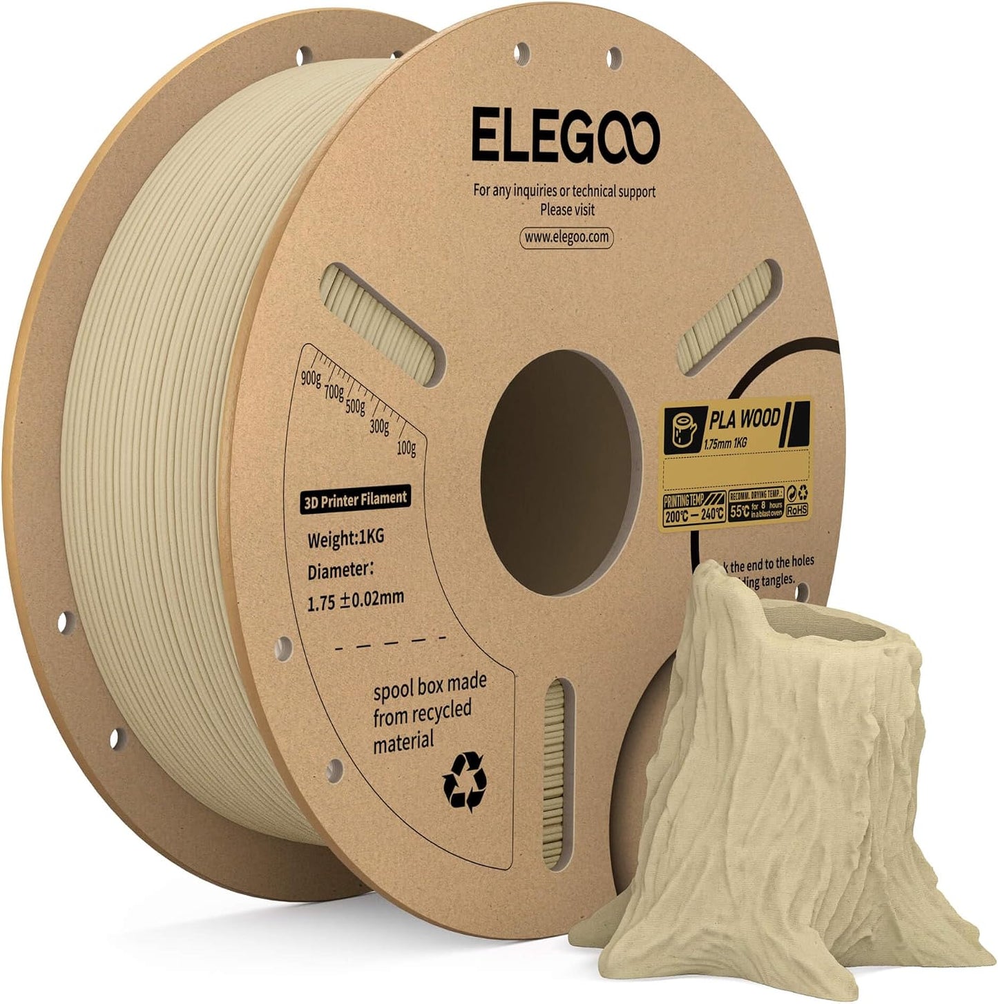 ELEGOO PLA Filament 1.75mm Schwarz 1KG