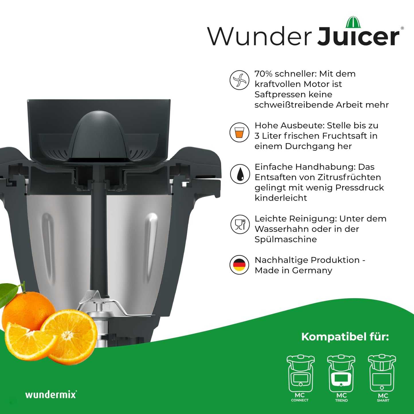 Wundermix - WunderJuicer® Saftpresse für Thermomix TM6, TM5 & TM31 • Zitruspresse & Entsafter • Made in Germany