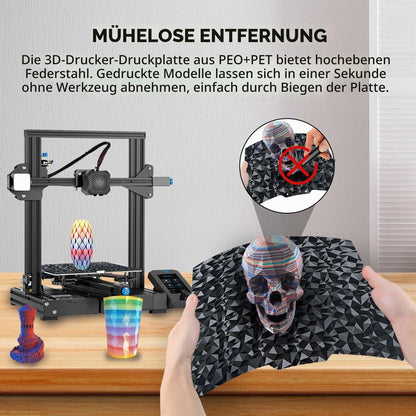 IdeaFormer Doppelseitig Schwarz Texturiert PEI Federstahl-Druckplatte alle Größen