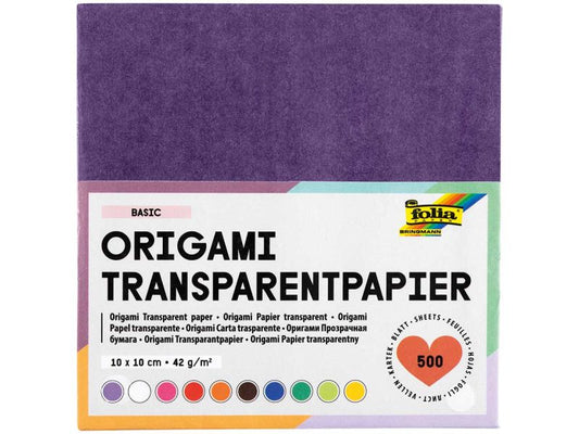 Folia Origami Transparentpapier, 10x10 cm, farbig sortiert