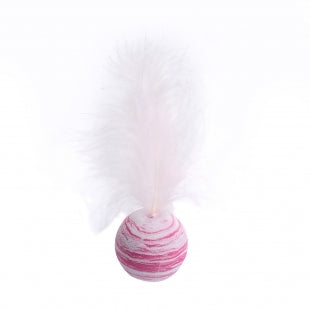 Katzenspielzeug-Ball mit rosa Feder