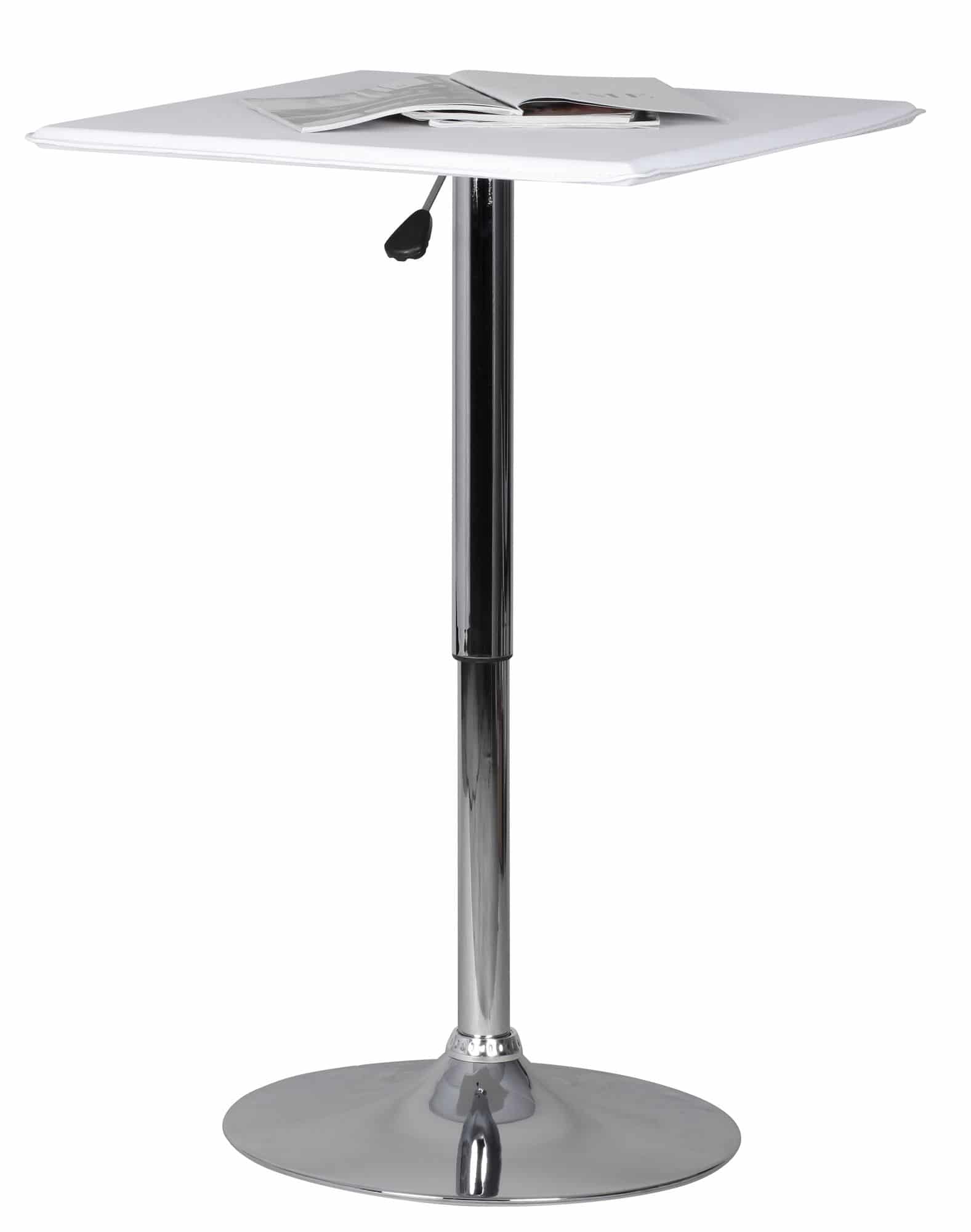 Stehtisch Bistrotisch Kunstleder Weiß höhen-verstellbar quadratisch