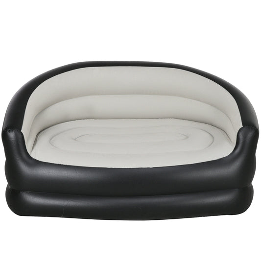 Outsunny Aufblasbares Sofa 2 Personen Couch mit weichem Plüsch für Indoor & Outdoor, Hellgrau, 125x100x87cm, bequem & vielseitig   Aosom.de