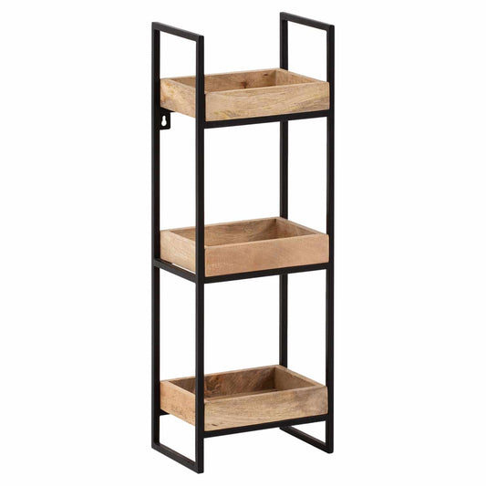 Wandregal 27x77x18 cm Mango Massivholz / Metall Hängeregal Industrial