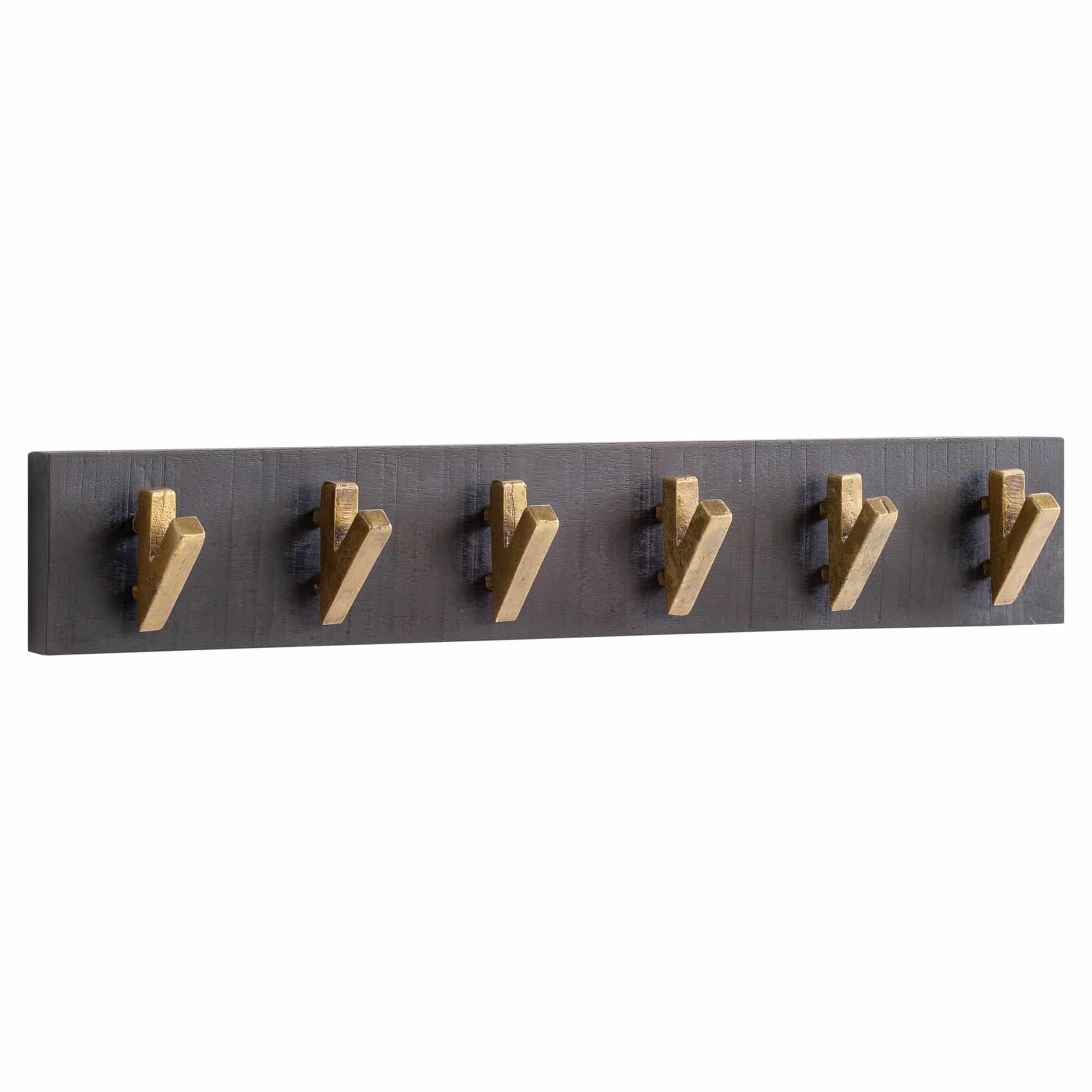 Wandgarderobe Mango Massivholz / Metall 60 x 10 x 8 cm Schwarz Gold