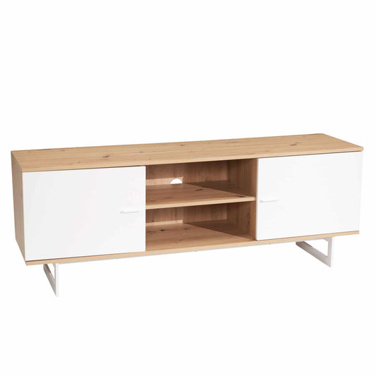 Lowboard Eiche-Dekor Weiß 150x55x40 cm TV-Kommode Modern