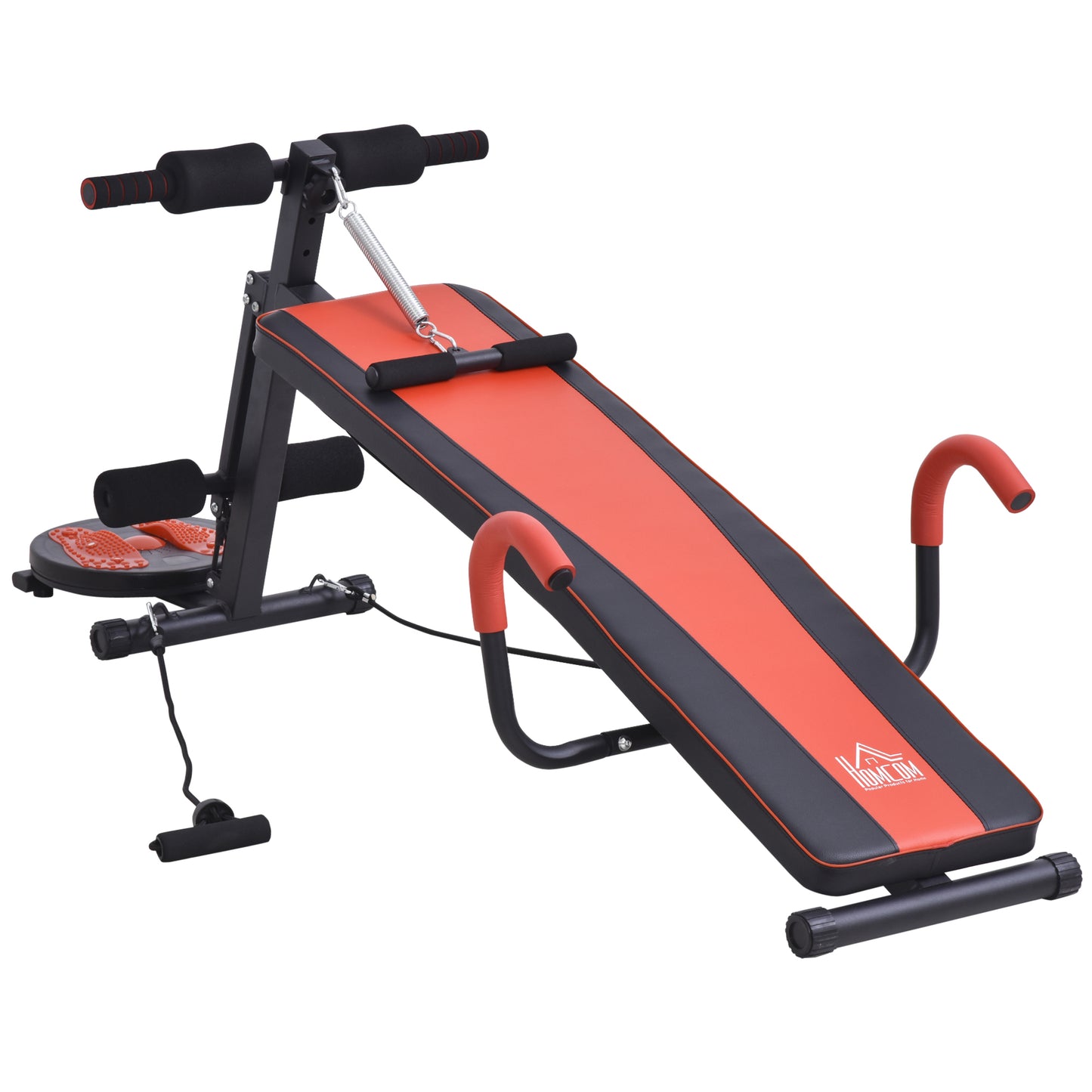 HOMCOM Sit Up Bank verstellbare Bauchtrainer Trainingsbank gepolstert 120kg belastbar Rot Schwarz 166x53x52-60cm für effektives Bauchtraining   Aosom.de