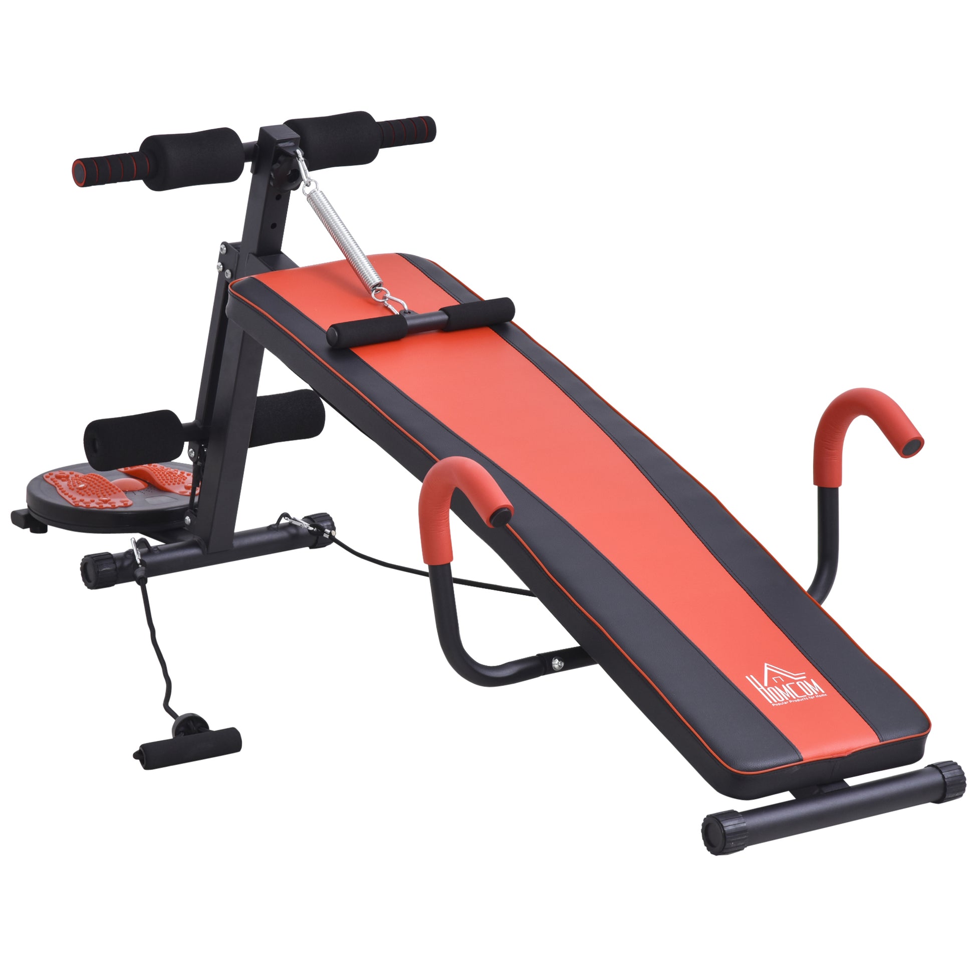 HOMCOM Sit Up Bank verstellbare Bauchtrainer Trainingsbank gepolstert 120kg belastbar Rot Schwarz 166x53x52-60cm für effektives Bauchtraining   Aosom.de