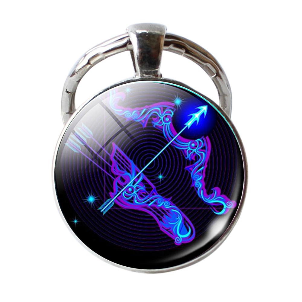 Schlüsselanhänger mit 12 Sternbildern, Sternzeichen-Anhänger, doppelseitiger Schlüsselanhänger, Schlüsselanhänger, Black Friday-Geschenke Sagittarius
