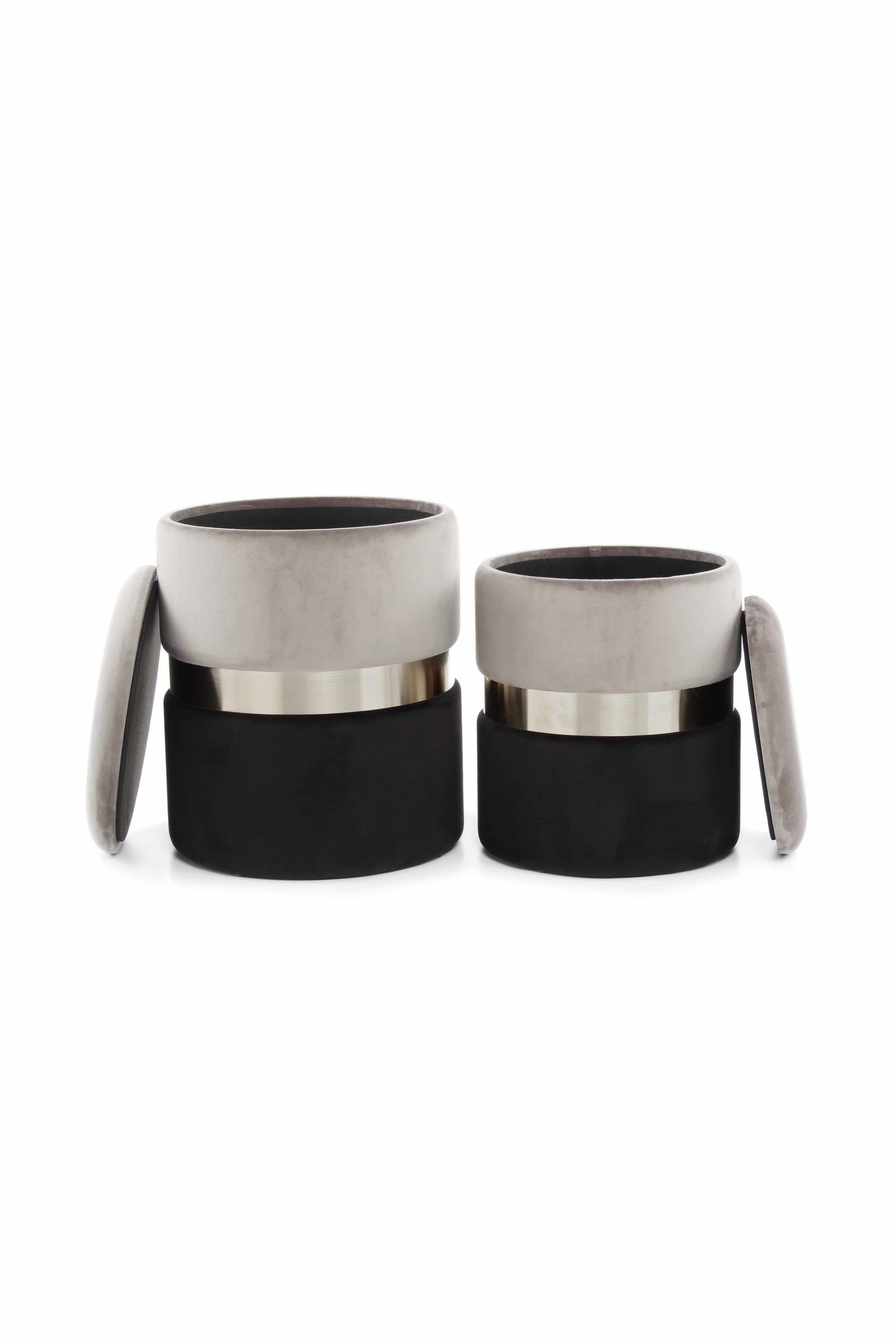 Hocker Zora 125 2er-Set Grau / Silber / Schwarz