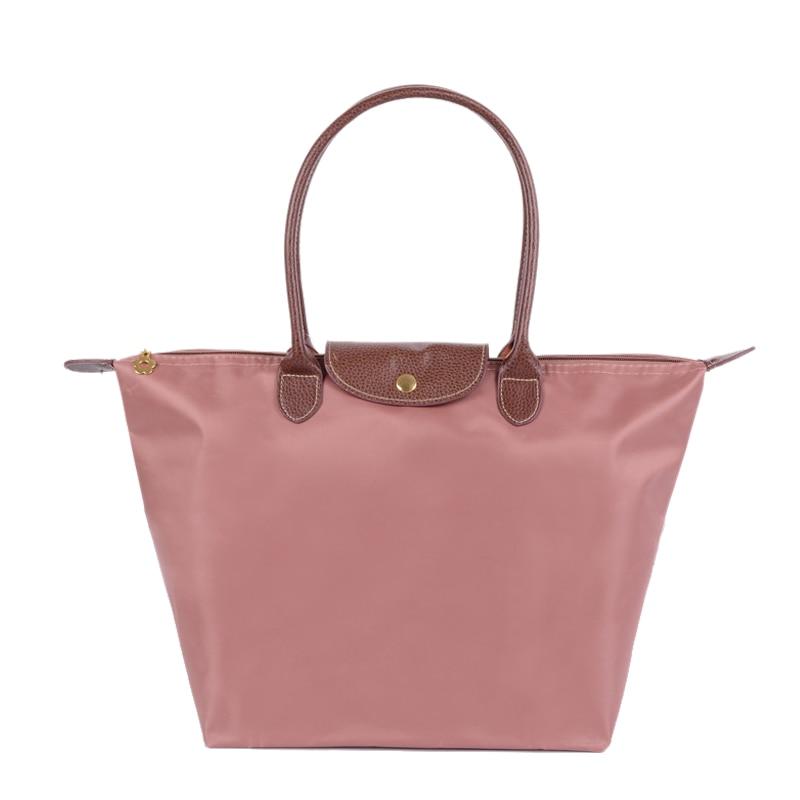 Neue Nylon Strand Tote Tasche Mode Frauen Handtasche Tote Oxford Schulter Taschen Weibliche Wasserdichte Knödel Falten Einkaufstasche 2024 M dunkel rosa