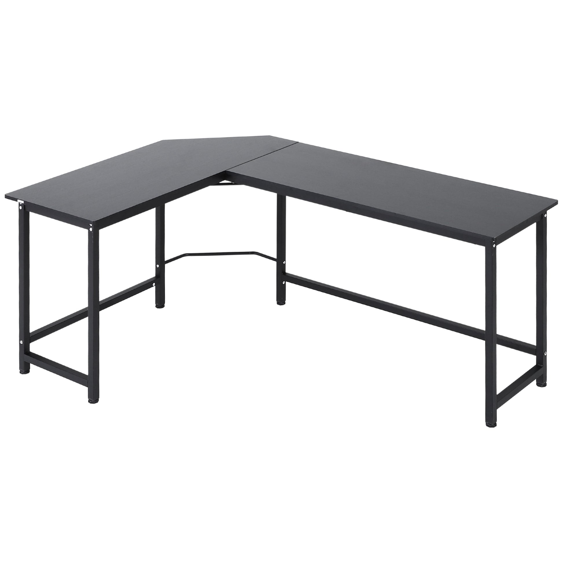 Vinsetto Computertisch Eckschreibtisch höhenverstellbar Metall Schwarz 168 x 120 x 75 cm für Home Office & Arbeitszimmer   Aosom.de