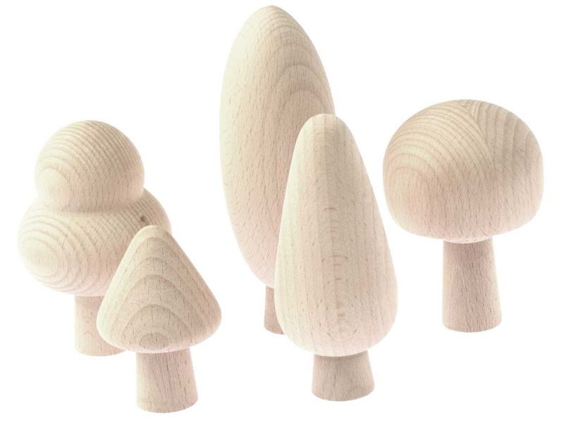 BAJO Wald-Set aus Holz, Bäume natur, 5-tlg.