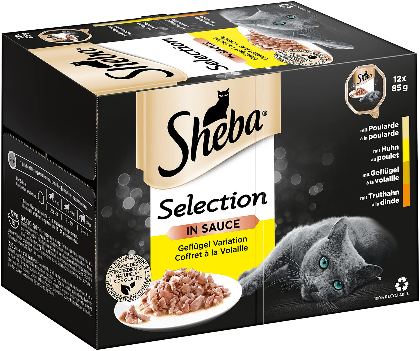 SHEBA Adult Katzenfutter nass - 32x85g Schalen - Geflügel in Sauce - Großpackung